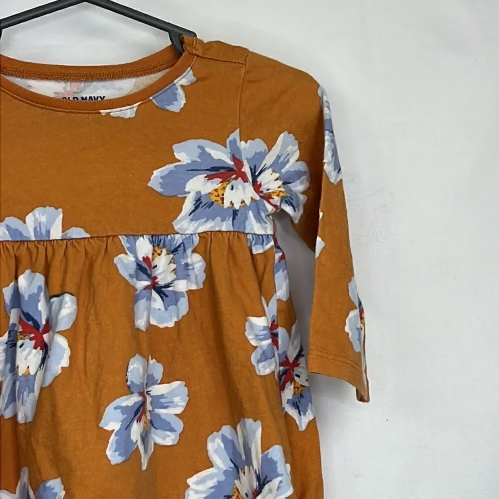 Old Navy Fall brown and purple long sleeve floral knit dress size 6-12 m EUC